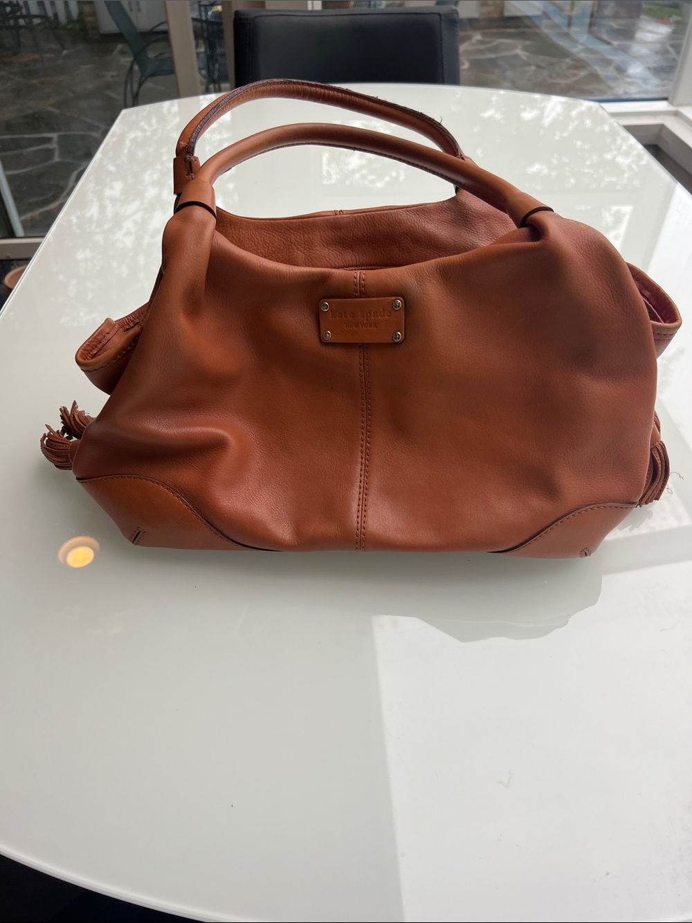 Vintage Kate Spade Cognac Leather Hobo Bag